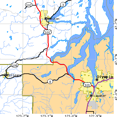 Zip code 98502 close-up map