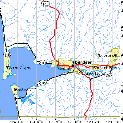 Zip code 98520 close-up map