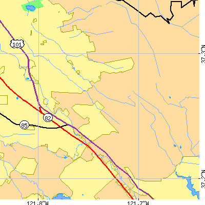 Zip code 95138 close-up map