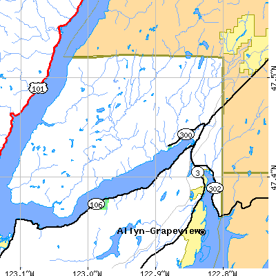 Zip code 98528 close-up map