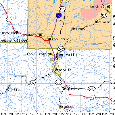 Zip code 98531 close-up map