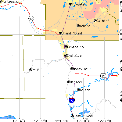 Zip code 98532 close-up map