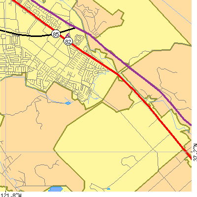 Zip code 95139 close-up map