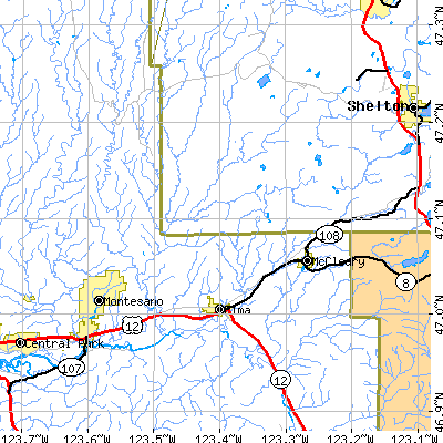 Zip code 98541 close-up map