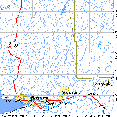Zip code 98563 close-up map