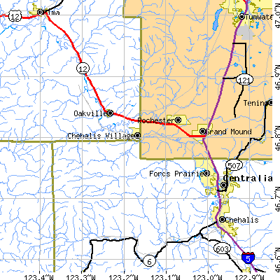 Zip code 98579 close-up map
