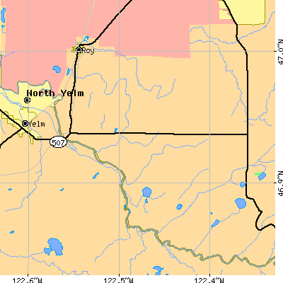 Zip code 98580 close-up map