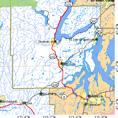 Zip code 98584 close-up map