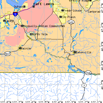 Zip code 98597 close-up map
