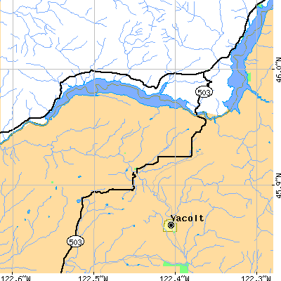 Zip code 98601 close-up map