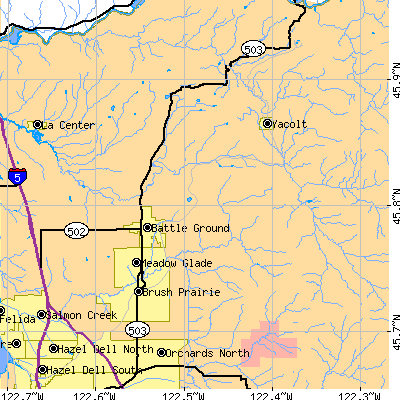 Zip code 98604 close-up map