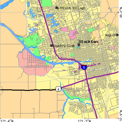 Zip code 95203 close-up map
