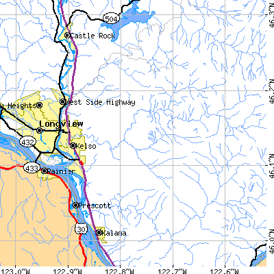 Zip code 98626 close-up map