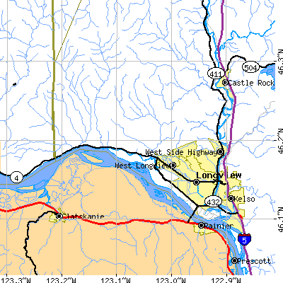 Zip code 98632 close-up map