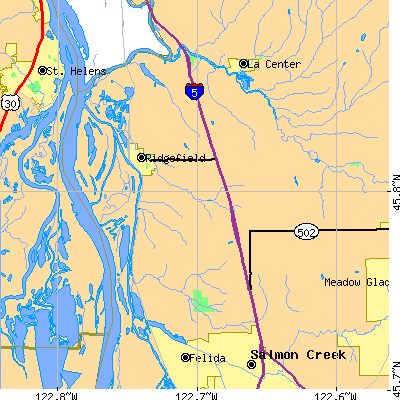 Zip code 98642 close-up map