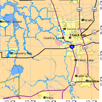 Zip code 95206 close-up map