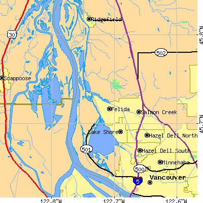 Zip code 98660 close-up map