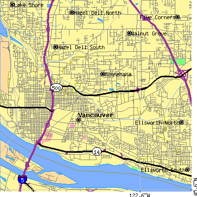 Zip code 98661 close-up map