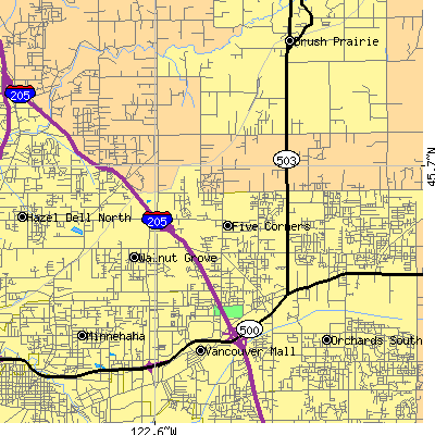 Zip code 98662 close-up map