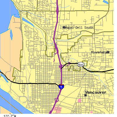Zip code 98663 close-up map