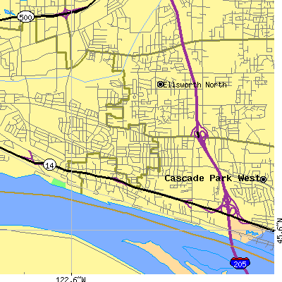 Zip code 98664 close-up map