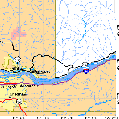 Zip code 98671 close-up map