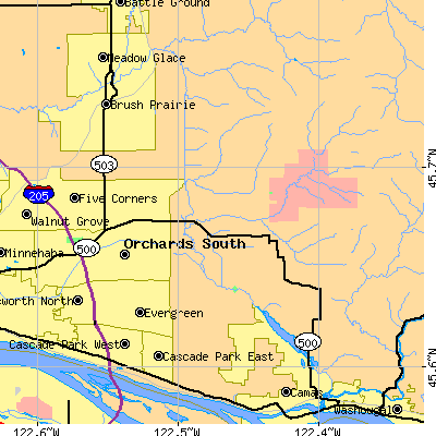 Zip code 98682 close-up map
