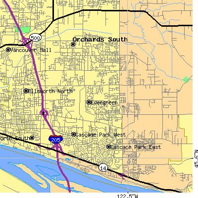 Zip code 98684 close-up map