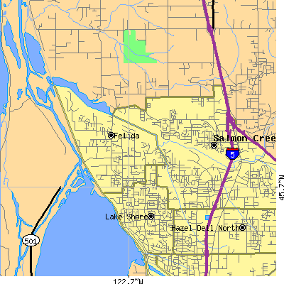 Zip code 98685 close-up map