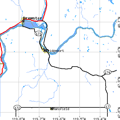 Zip code 98813 close-up map