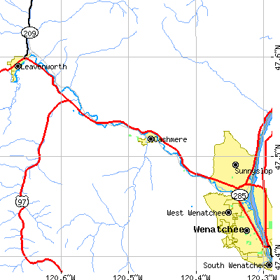 Zip code 98815 close-up map
