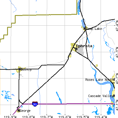 Zip code 98823 close-up map