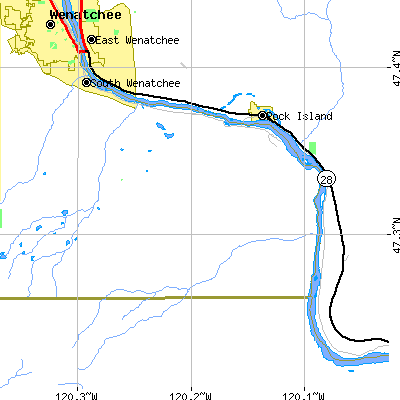 Zip code 98828 close-up map