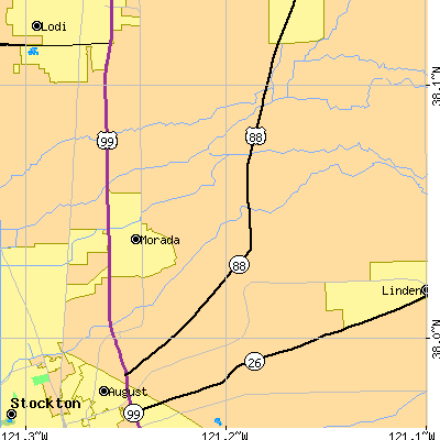 Zip code 95212 close-up map