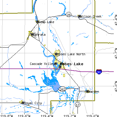Zip code 98837 close-up map