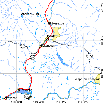 Zip code 98840 close-up map