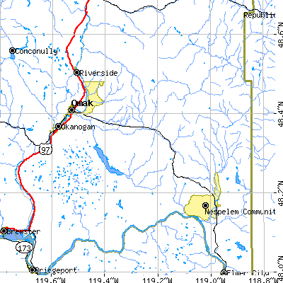 Zip code 98841 close-up map