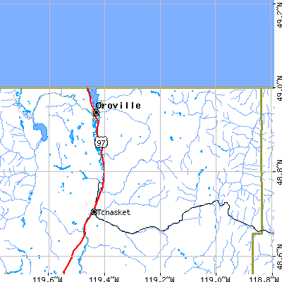 Zip code 98844 close-up map