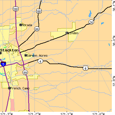 Zip code 95215 close-up map