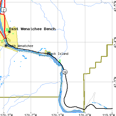 Zip code 98850 close-up map