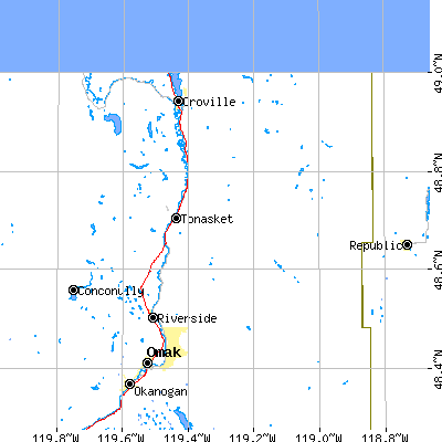Zip code 98855 close-up map