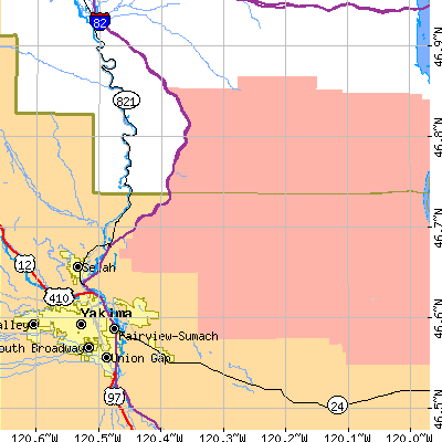 Zip code 98901 close-up map