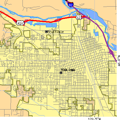 Zip code 98902 close-up map