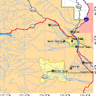 Zip code 98903 close-up map