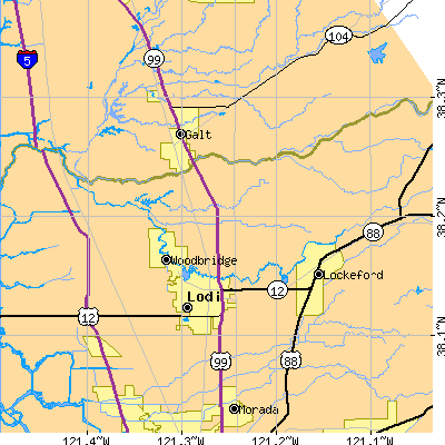 Zip code 95220 close-up map