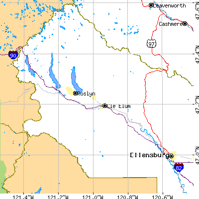 Zip code 98922 close-up map