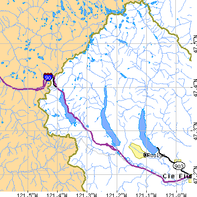 Zip code 98925 close-up map