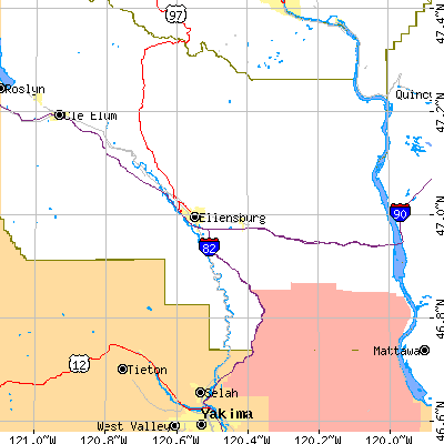 Zip code 98926 close-up map