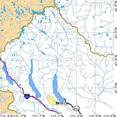 Zip code 98940 close-up map