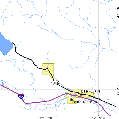 Zip code 98941 close-up map